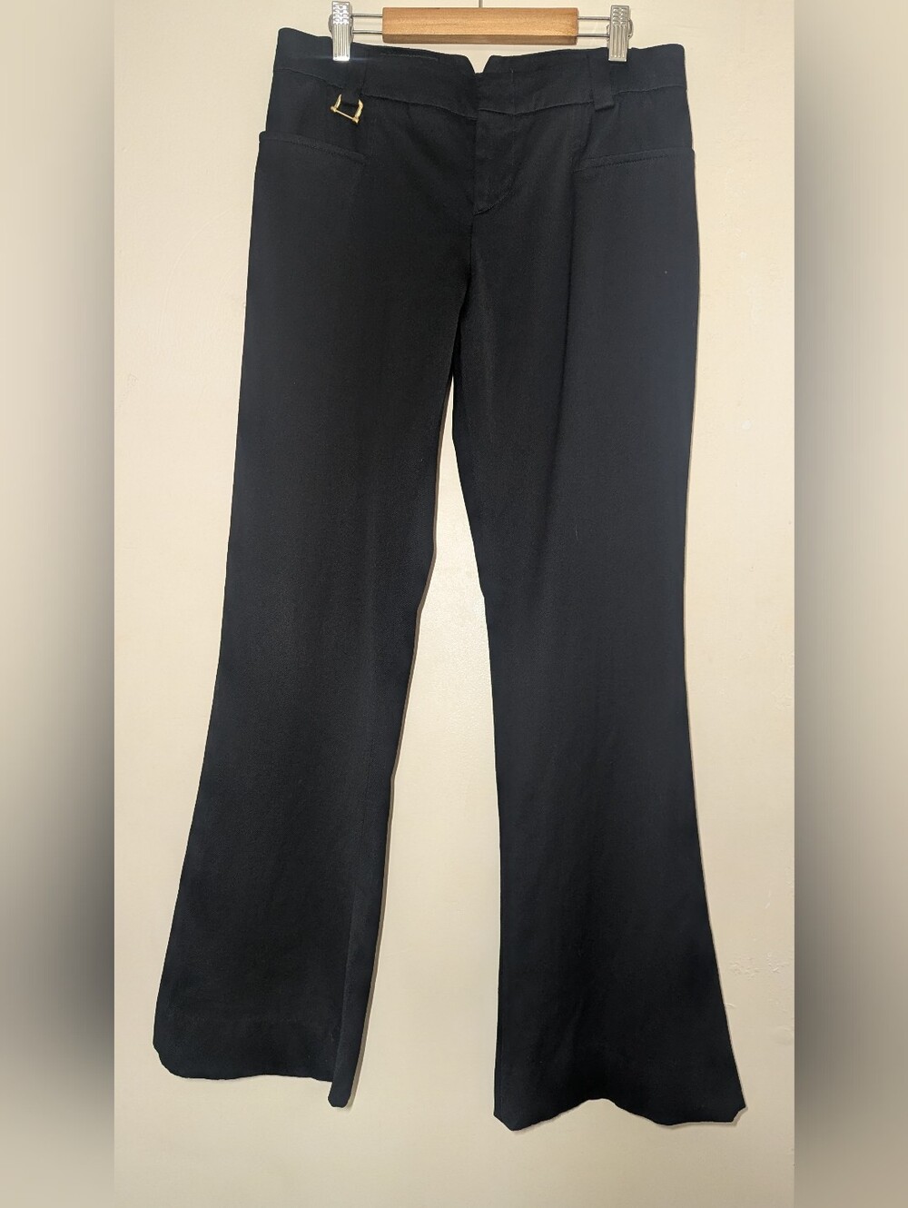 Gucci Black Boot-Cut Dress Pants with Gold Accent